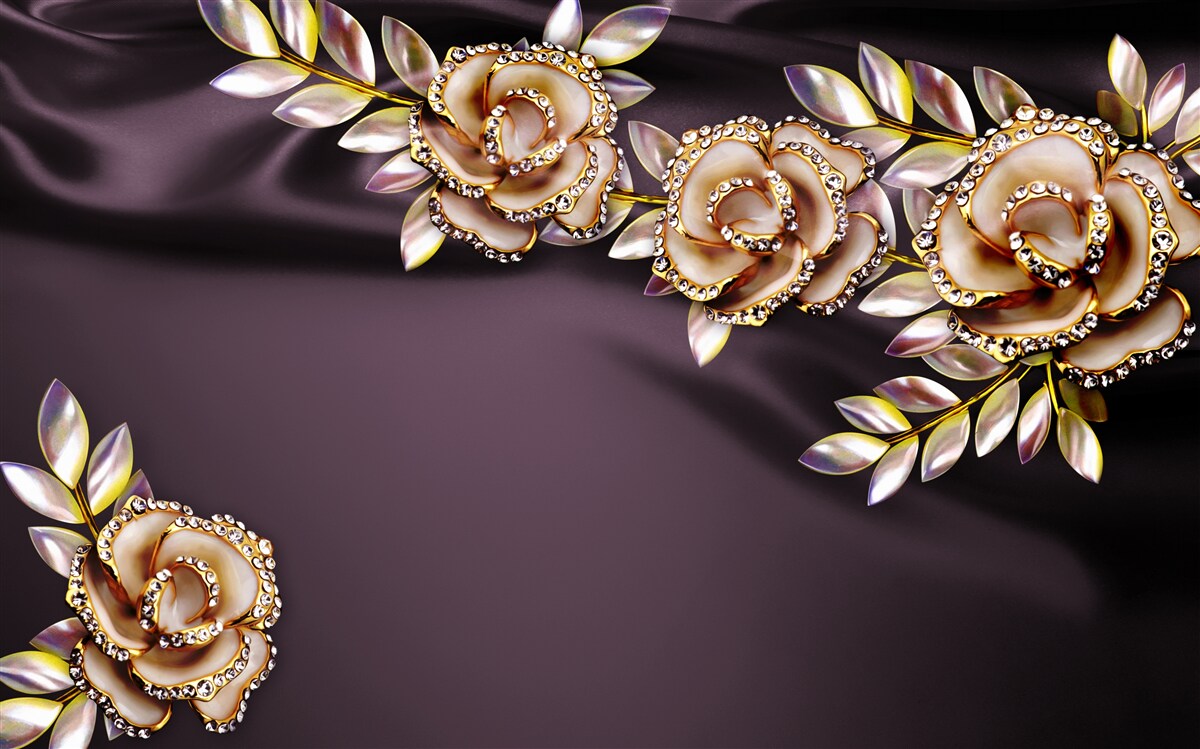 Fototapeta ruže zo zlata s listami vyrobenými ako dekorácia