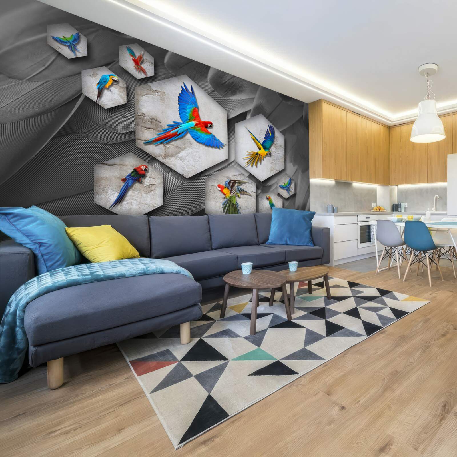 Fototapeta rôzne druhy farebných papagájov