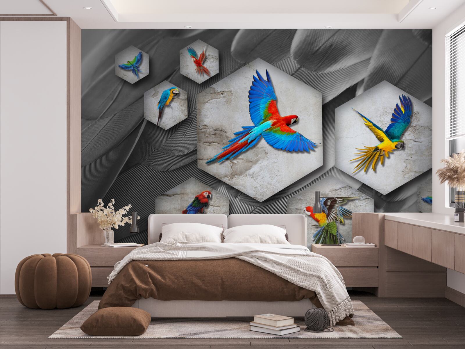 Fototapeta rôzne druhy farebných papagájov