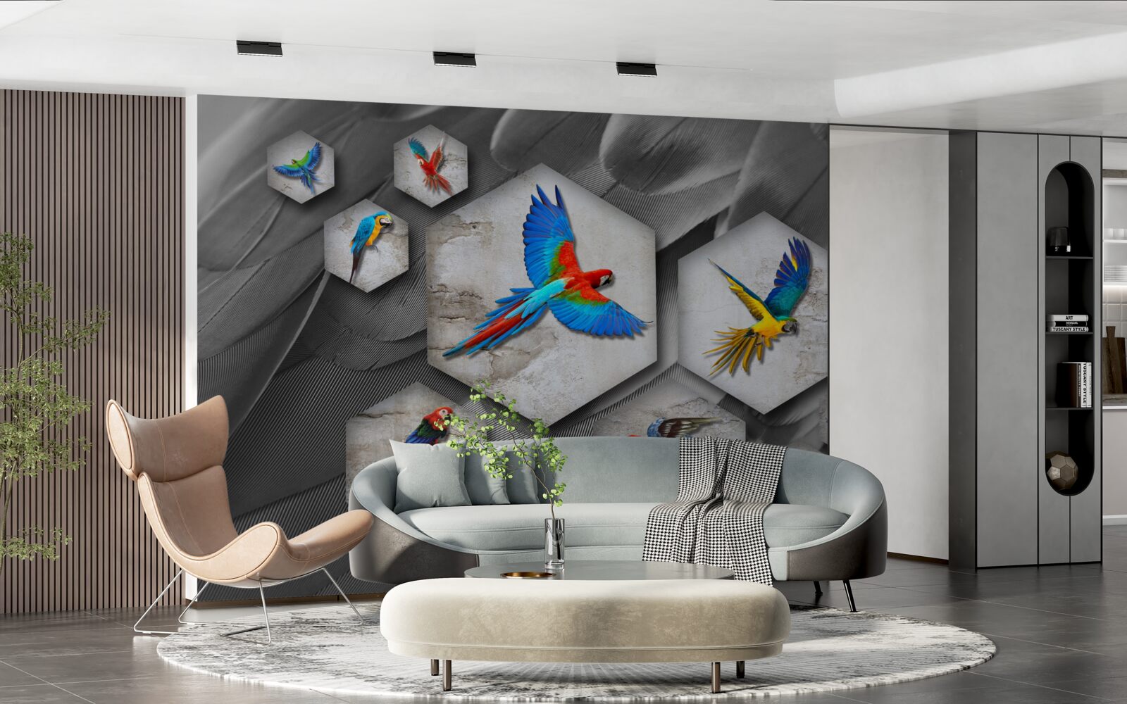 Fototapeta rôzne druhy farebných papagájov