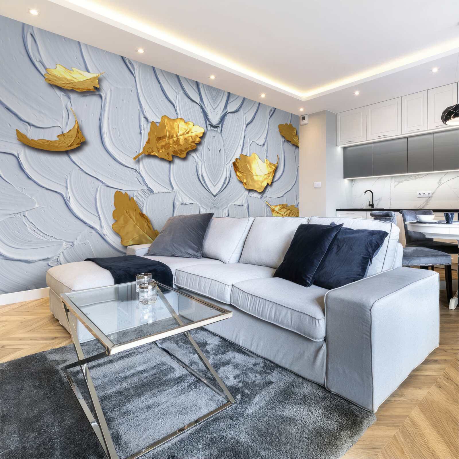 Fototapeta zlaté listy sa usadzujú na vodnej hladine