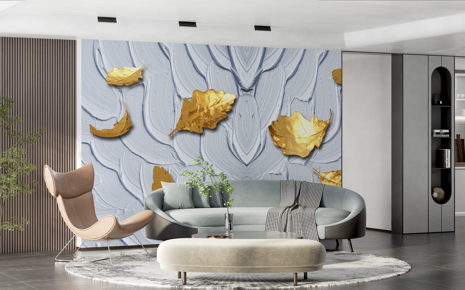 Fototapeta zlaté listy sa usadzujú na vodnej hladine