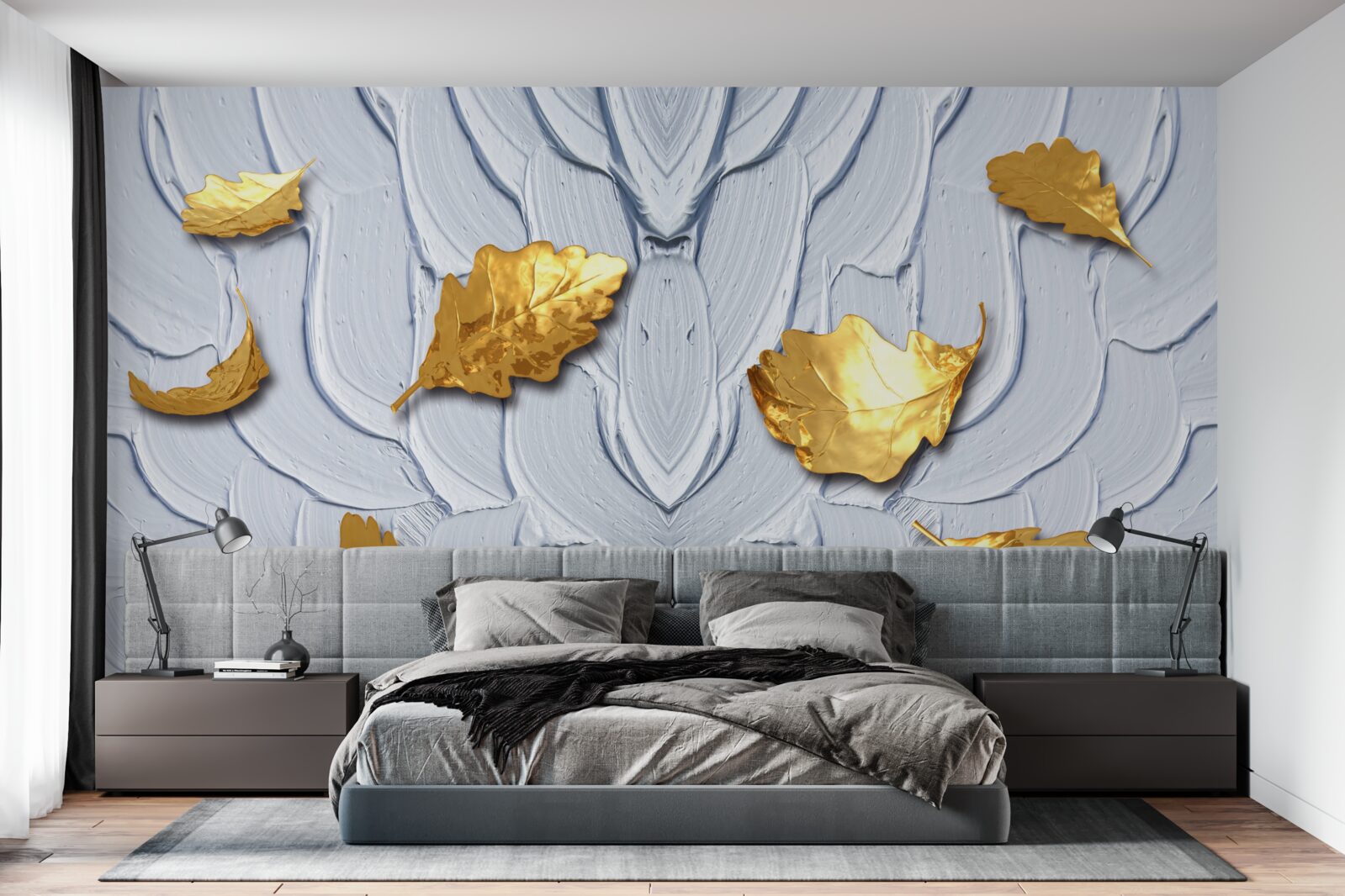 Fototapeta zlaté listy sa usadzujú na vodnej hladine