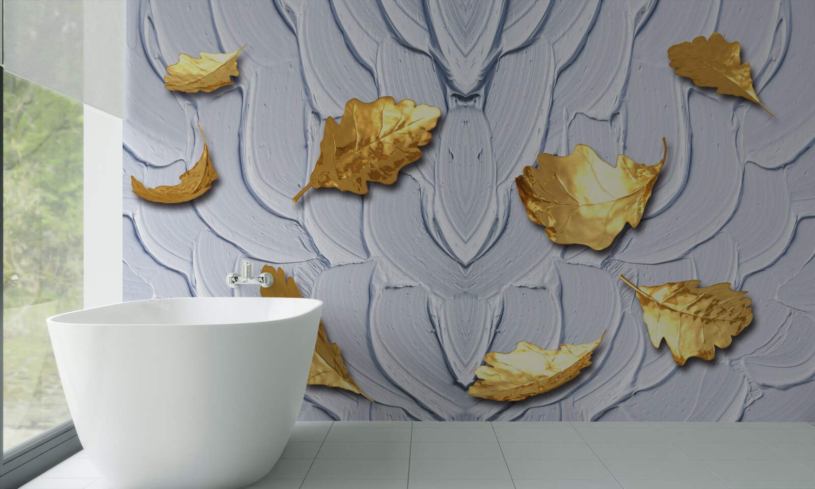 Fototapeta zlaté listy sa usadzujú na vodnej hladine