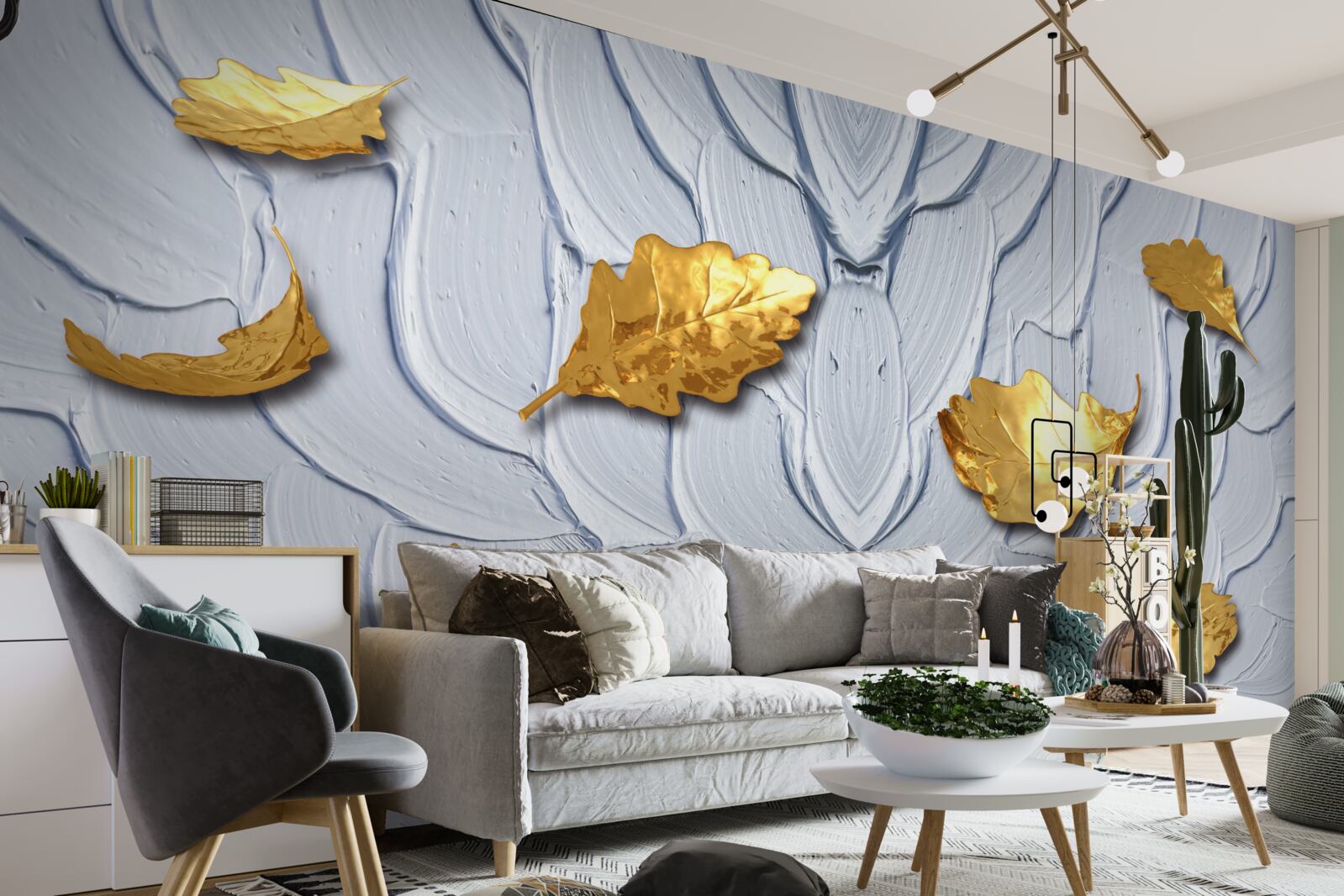 Fototapeta zlaté listy sa usadzujú na vodnej hladine