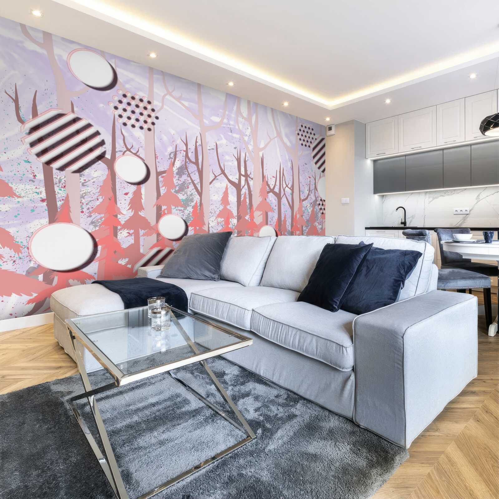 Fototapeta abstraktné ružové listy jesenného lesa