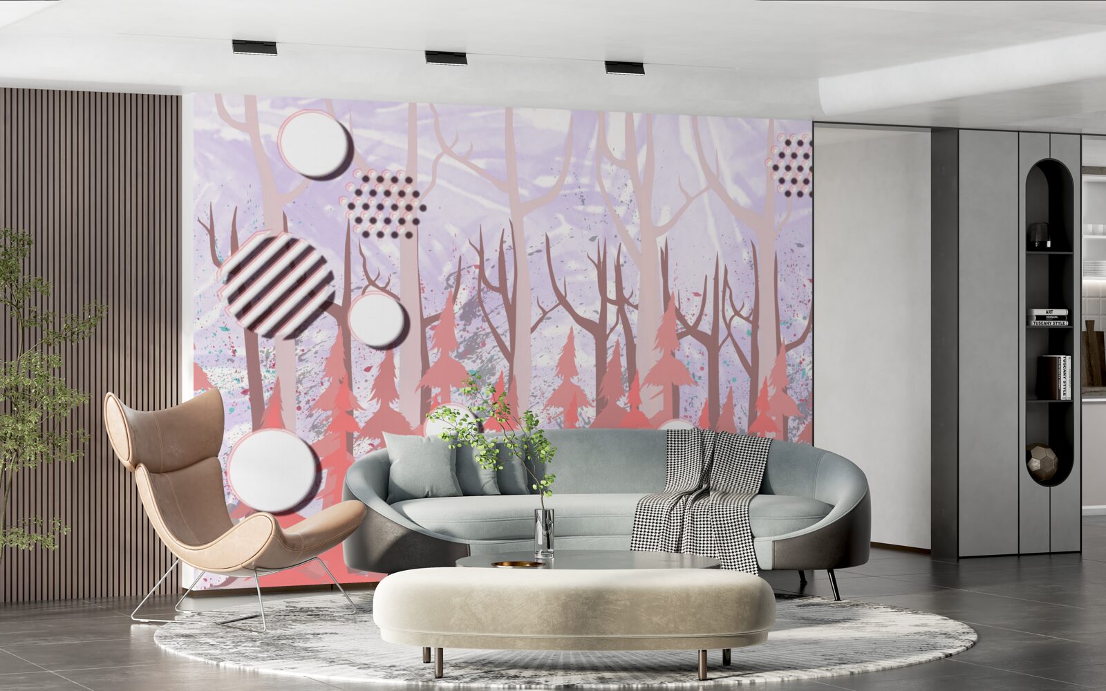 Fototapeta abstraktné ružové listy jesenného lesa