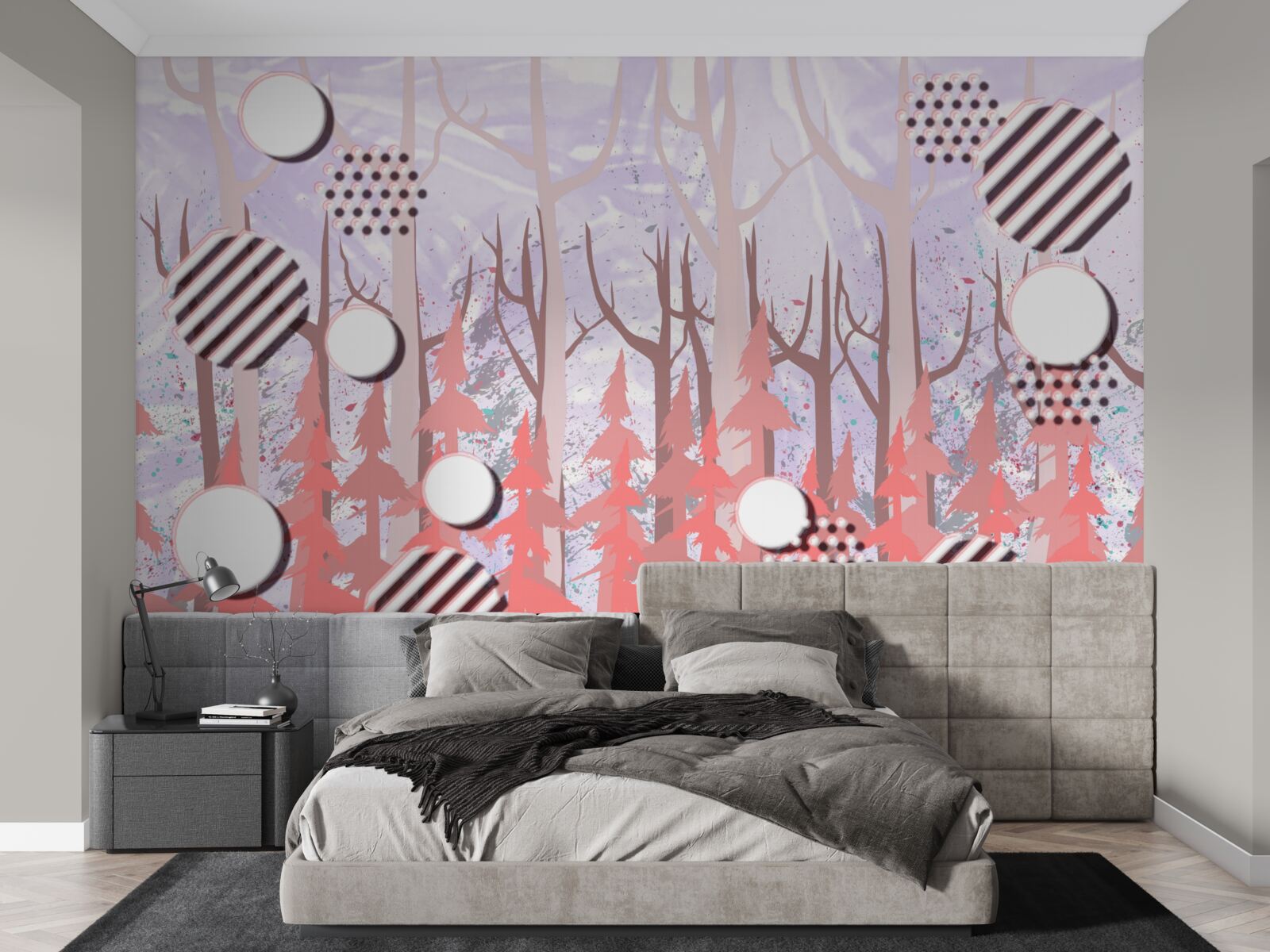 Fototapeta abstraktné ružové listy jesenného lesa