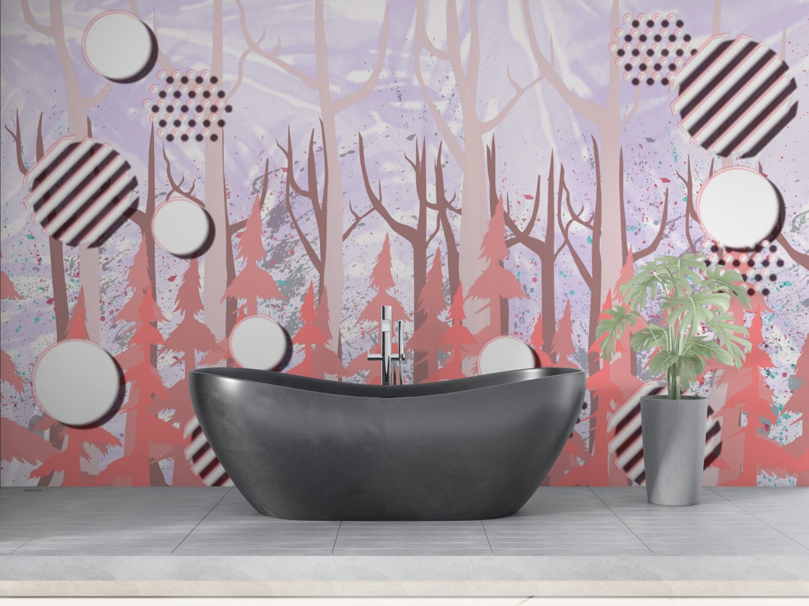 Fototapeta abstraktné ružové listy jesenného lesa