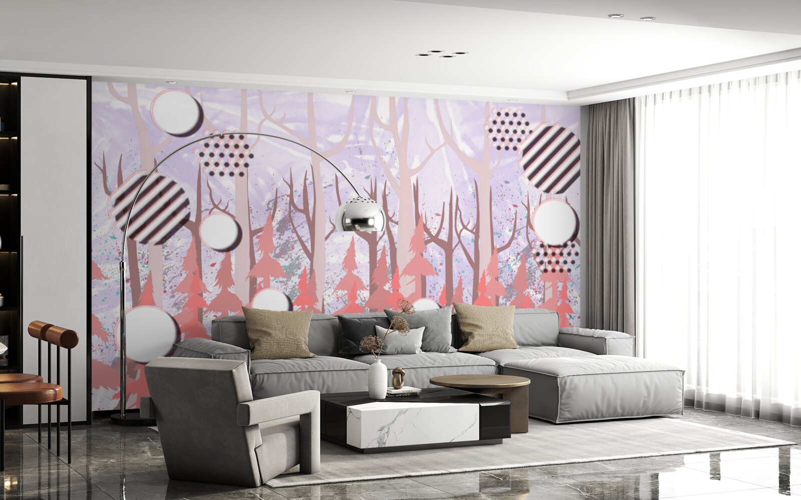 Fototapeta abstraktné ružové listy jesenného lesa