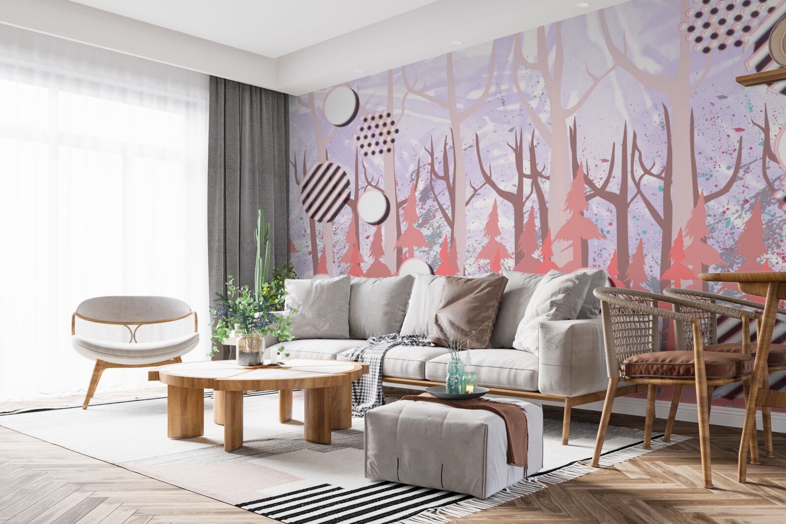 Fototapeta abstraktné ružové listy jesenného lesa