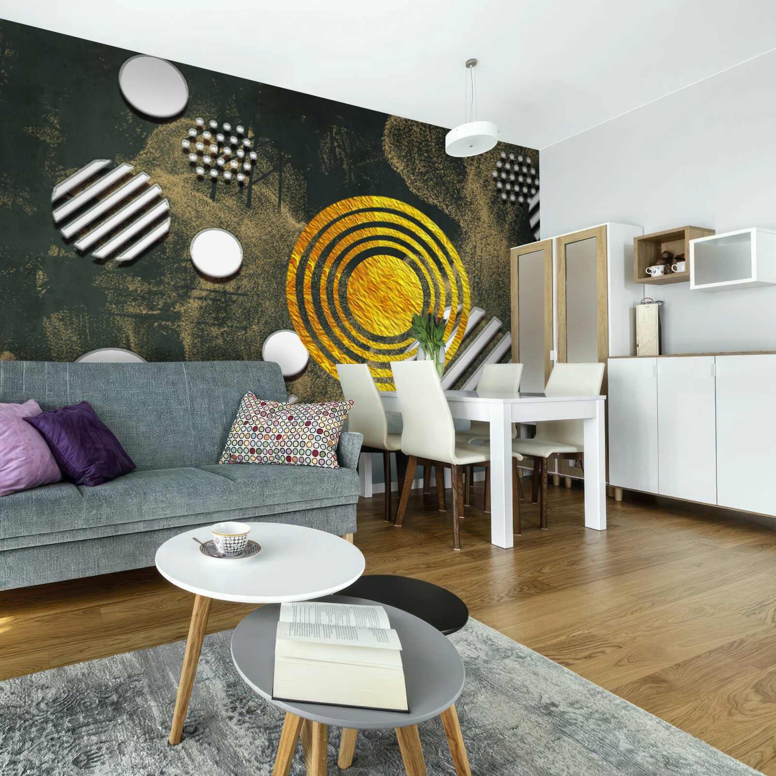 Fototapeta fúzia rôznych foriem na hmlistom pozadí