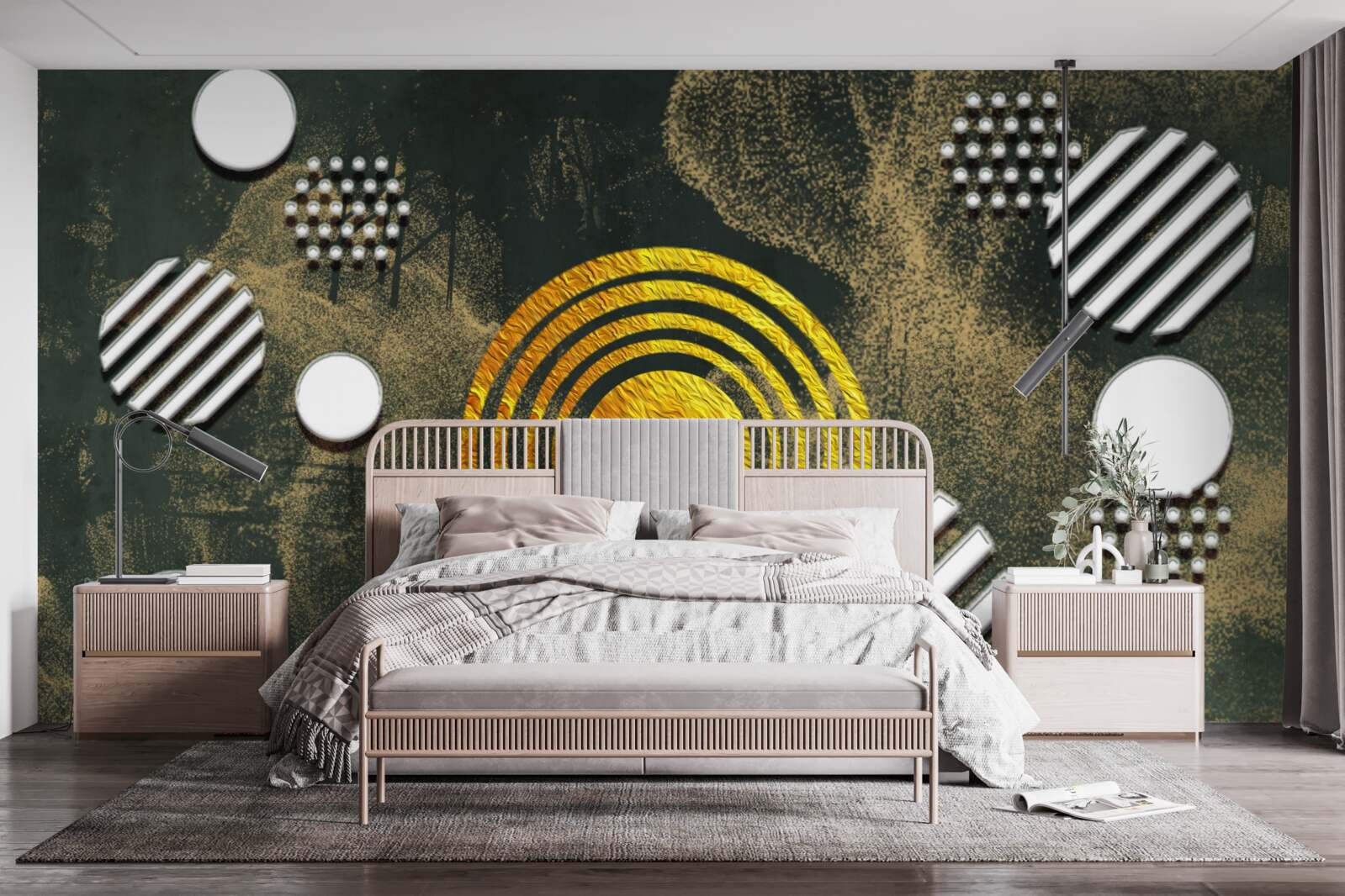 Fototapeta fúzia rôznych foriem na hmlistom pozadí