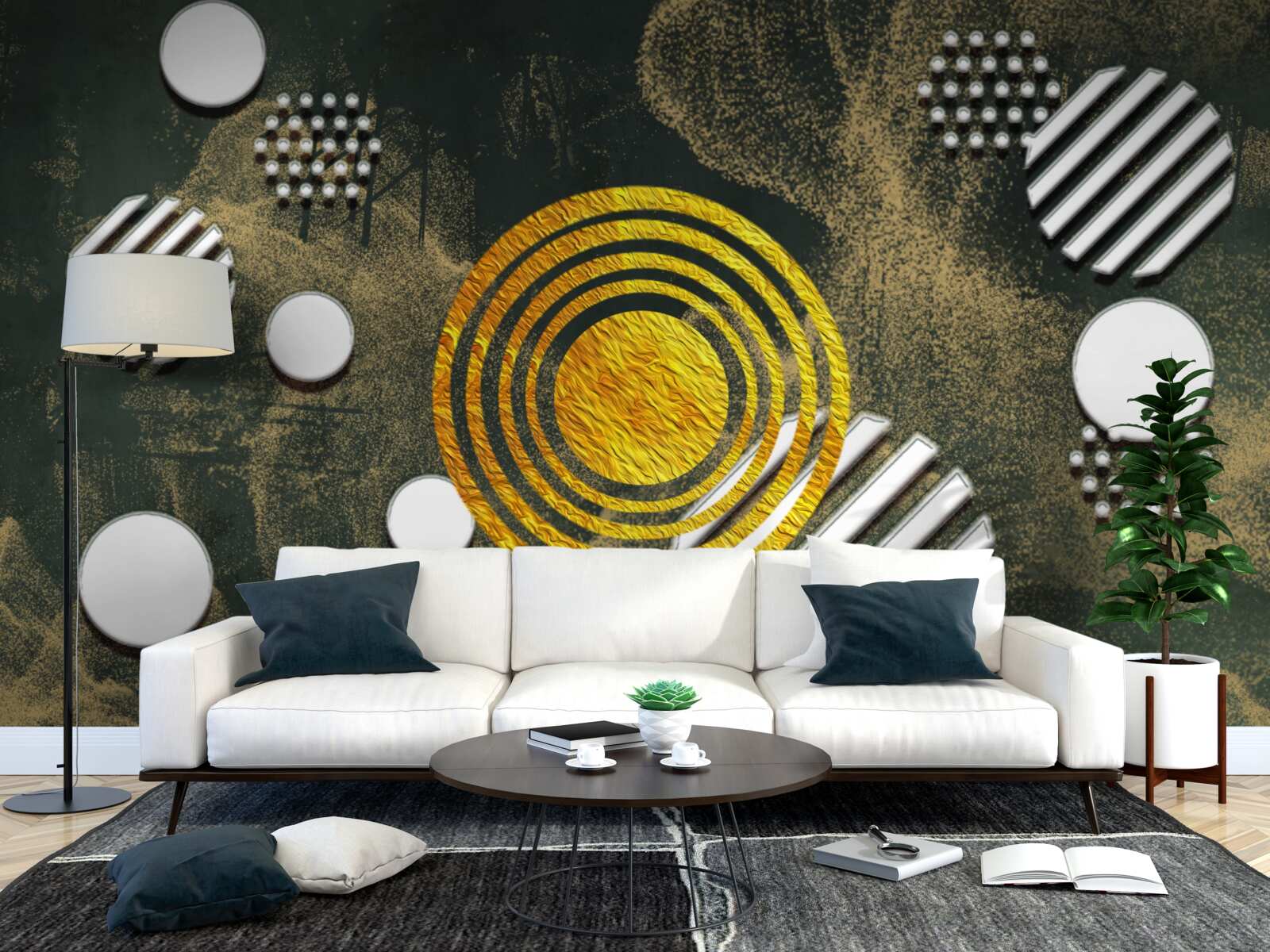 Fototapeta fúzia rôznych foriem na hmlistom pozadí