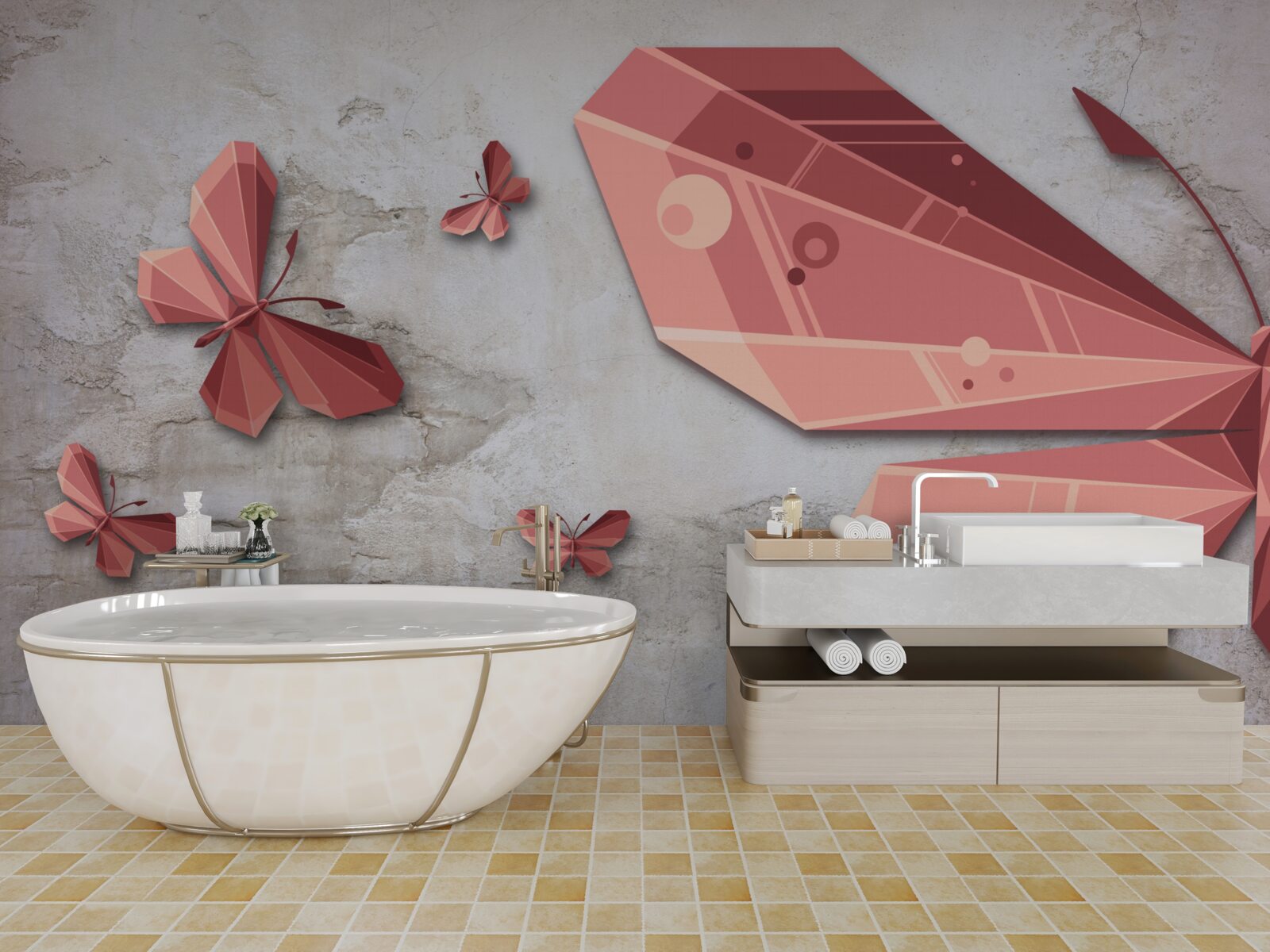 Fototapeta motýľ plávajúci v odtieňoch ružovej