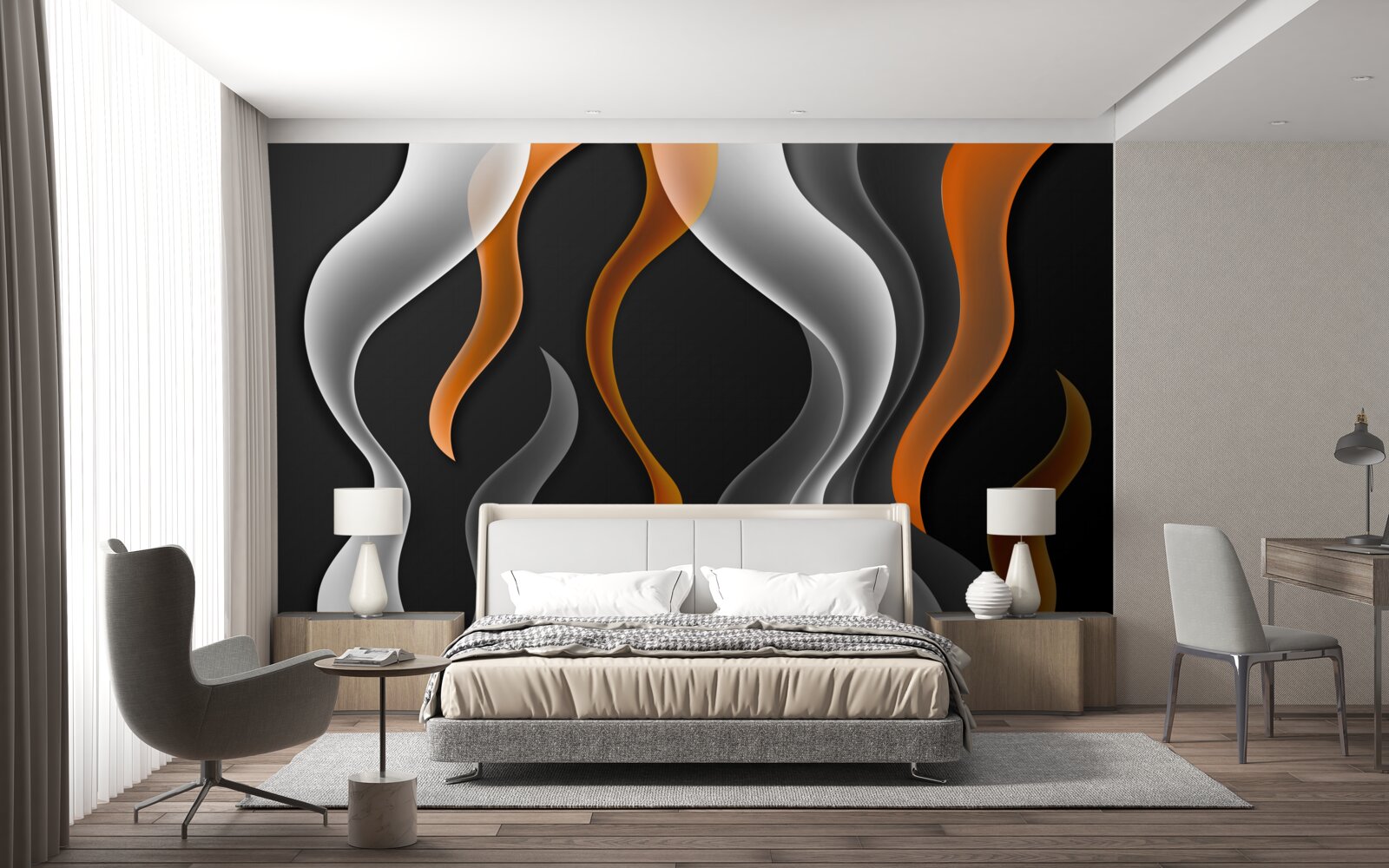 Fototapeta vlny odtieňov sivej a hnedej