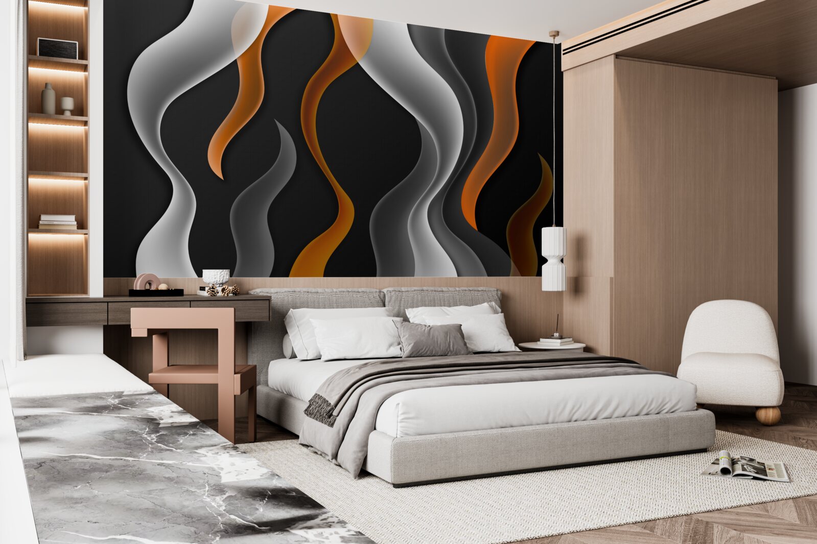 Fototapeta vlny odtieňov sivej a hnedej