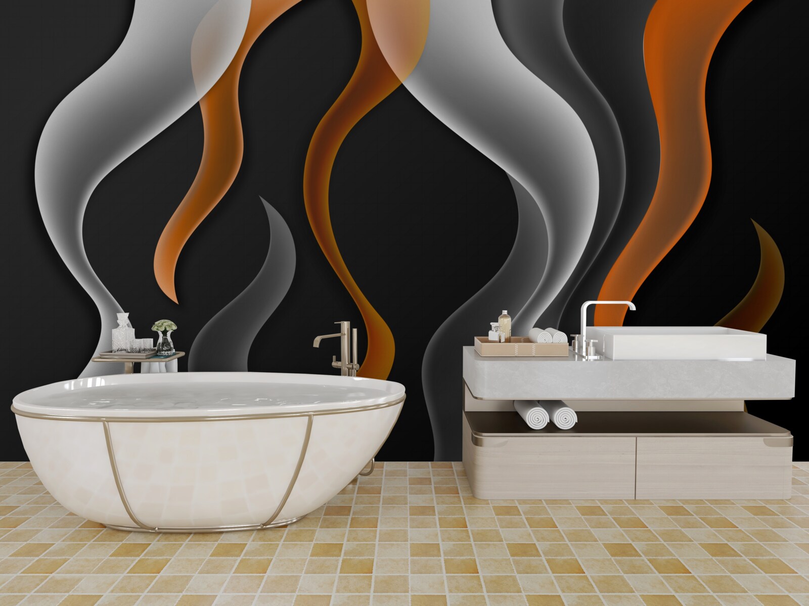 Fototapeta vlny odtieňov sivej a hnedej