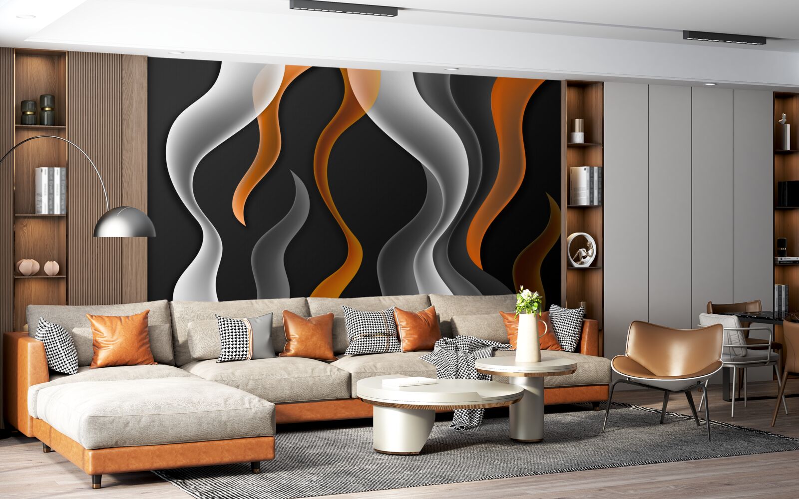 Fototapeta vlny odtieňov sivej a hnedej