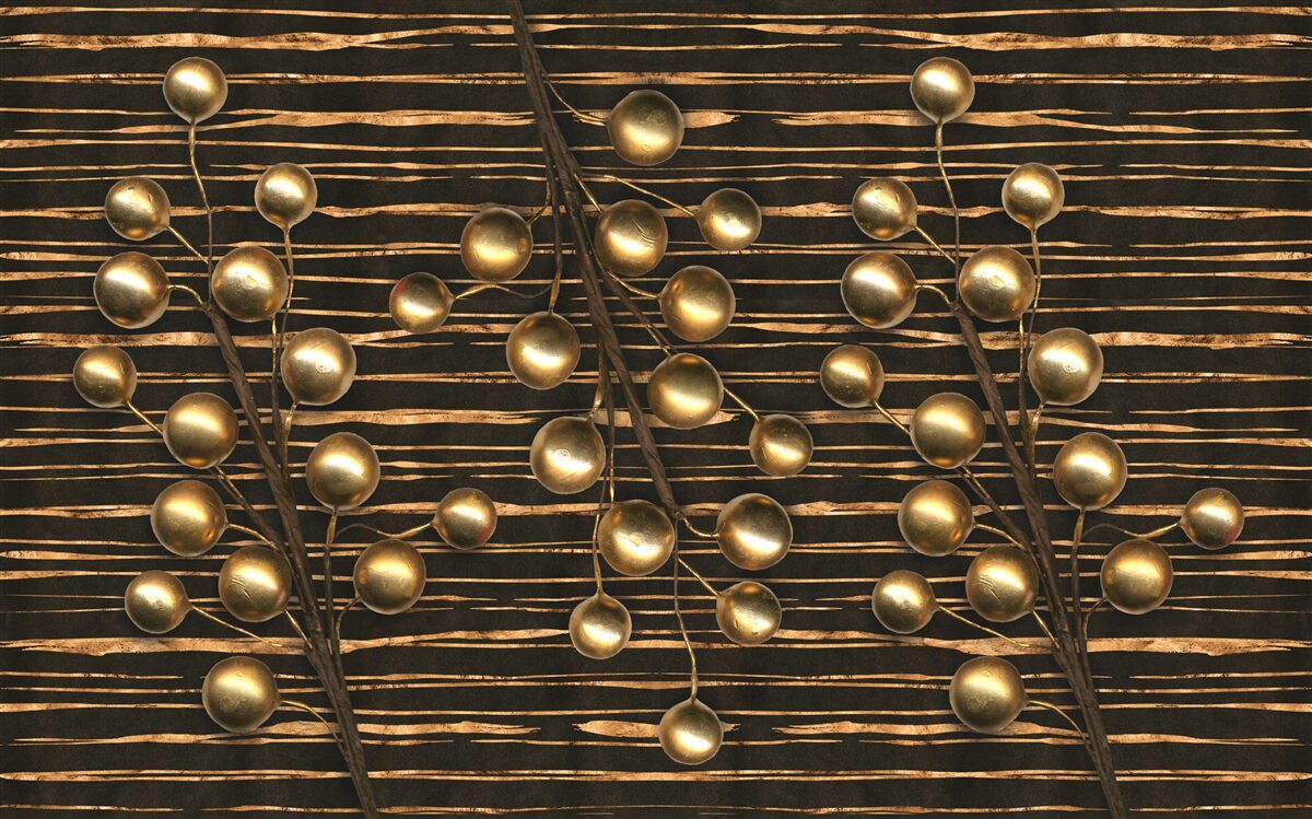 Fototapeta zlaté perly na hnedom podklade