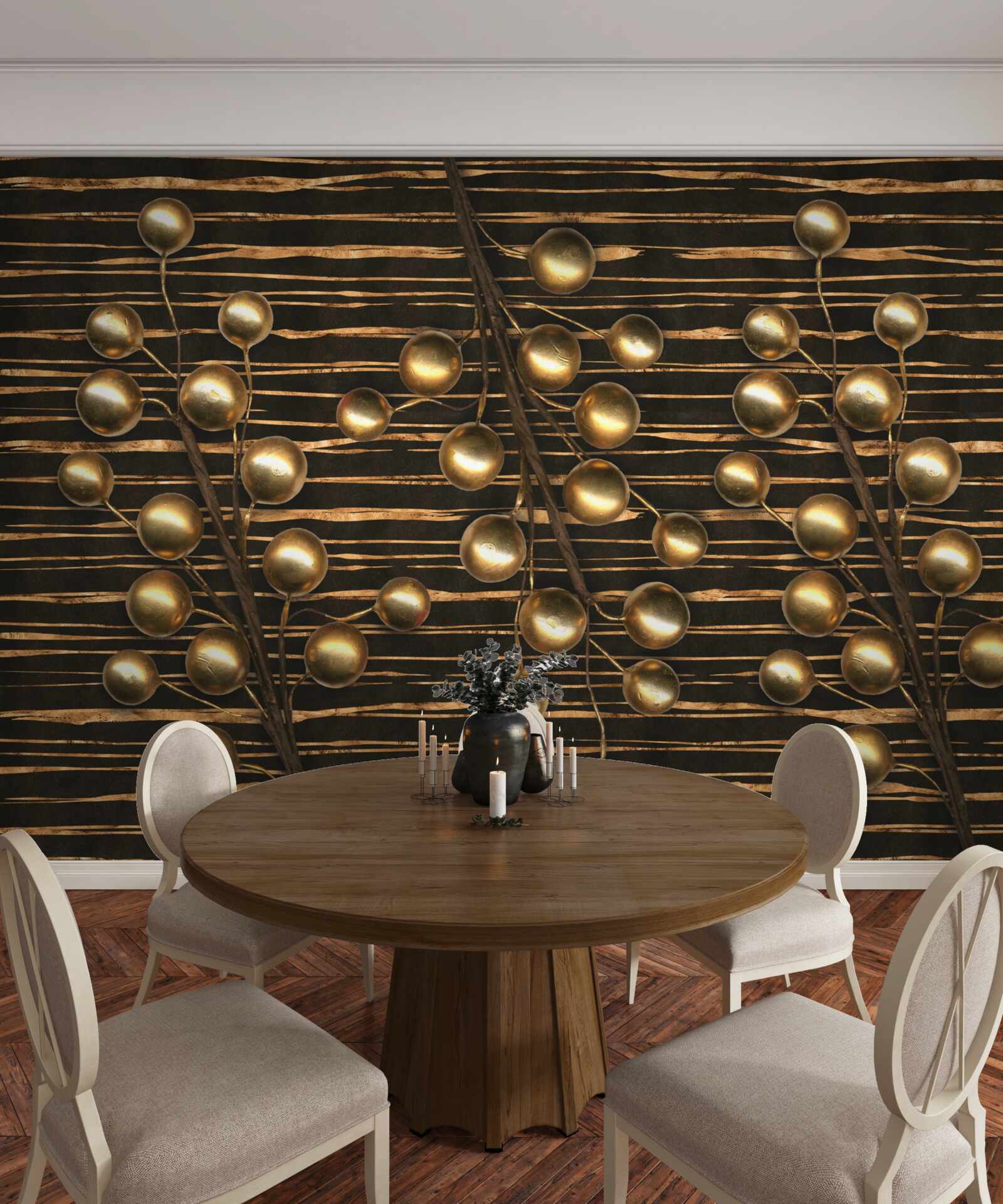 Fototapeta zlaté perly na hnedom podklade