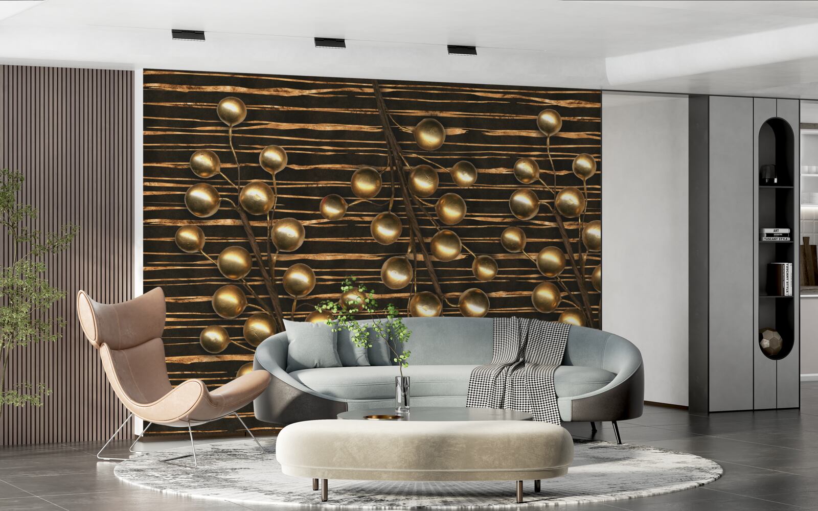 Fototapeta zlaté perly na hnedom podklade