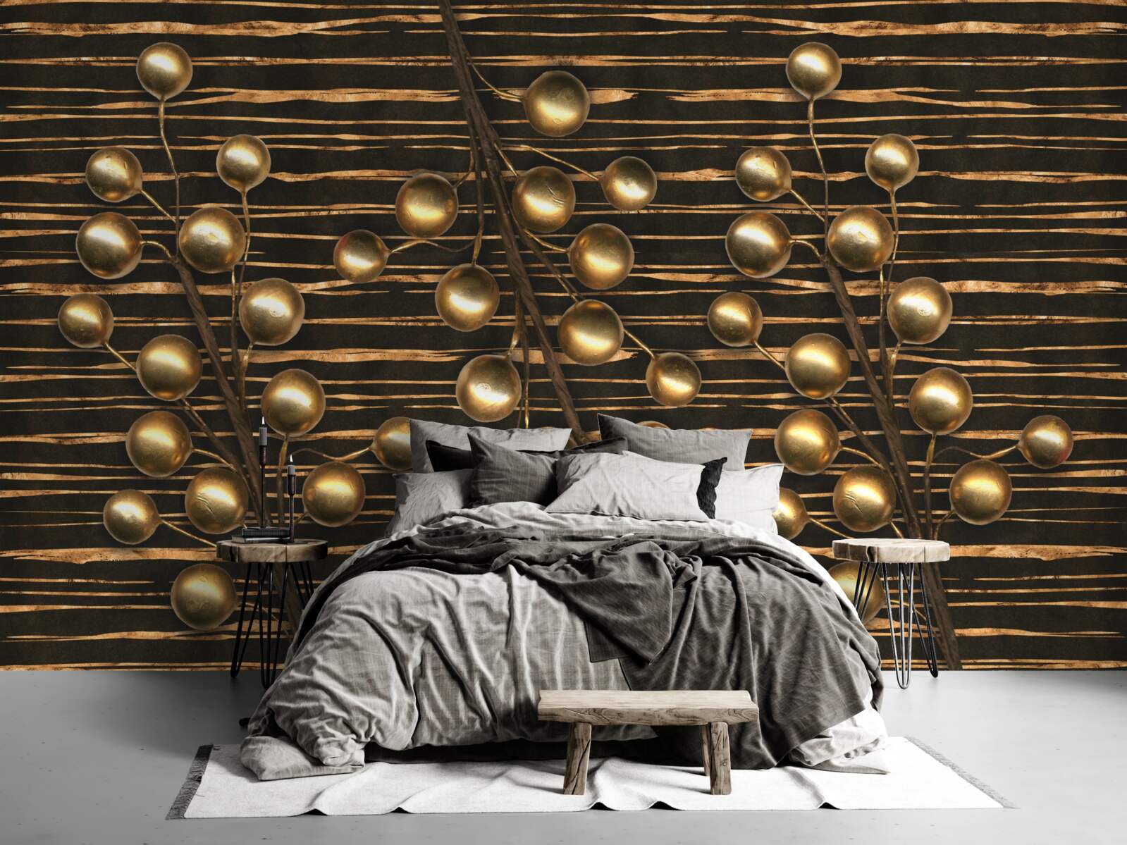 Fototapeta zlaté perly na hnedom podklade