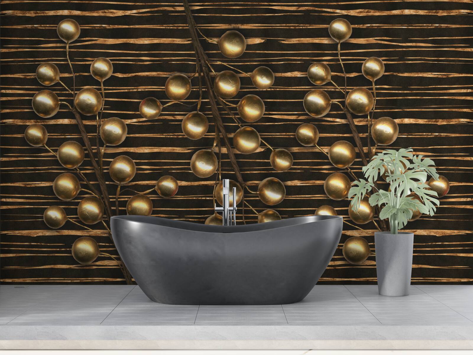 Fototapeta zlaté perly na hnedom podklade