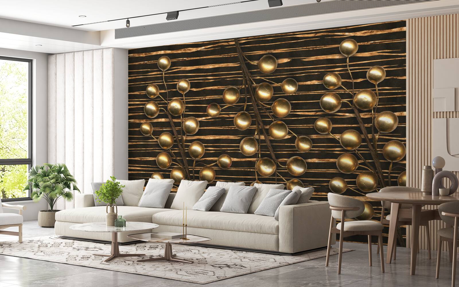 Fototapeta zlaté perly na hnedom podklade