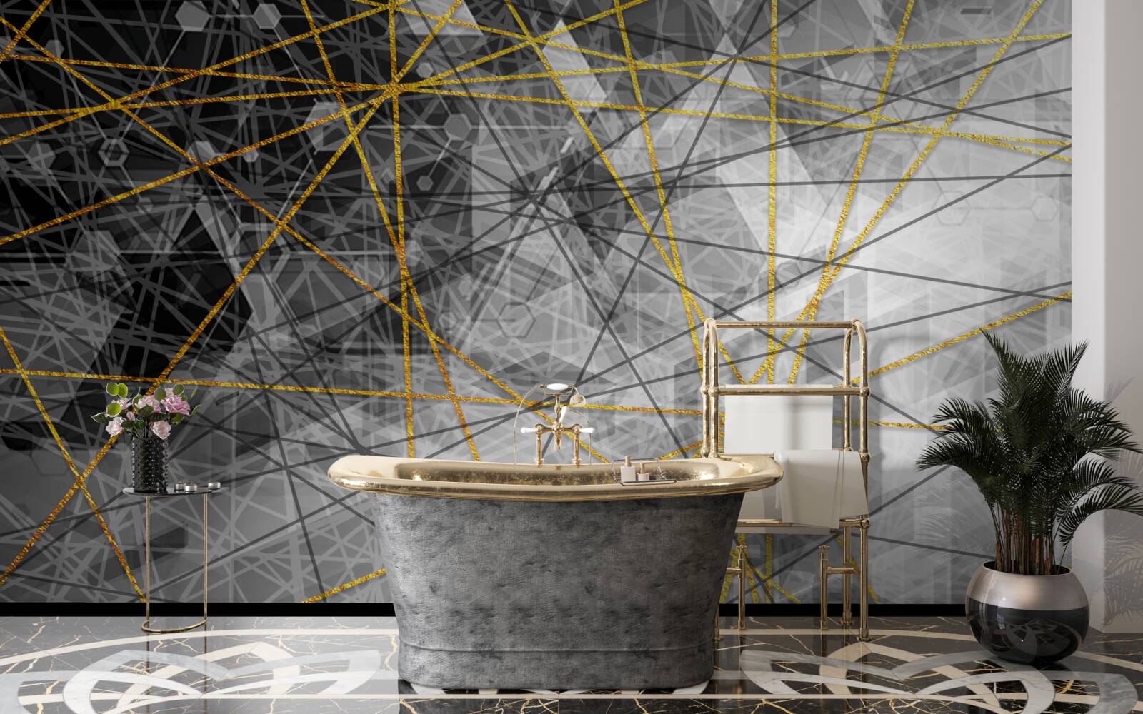 Fototapeta zlatá niť a kamene