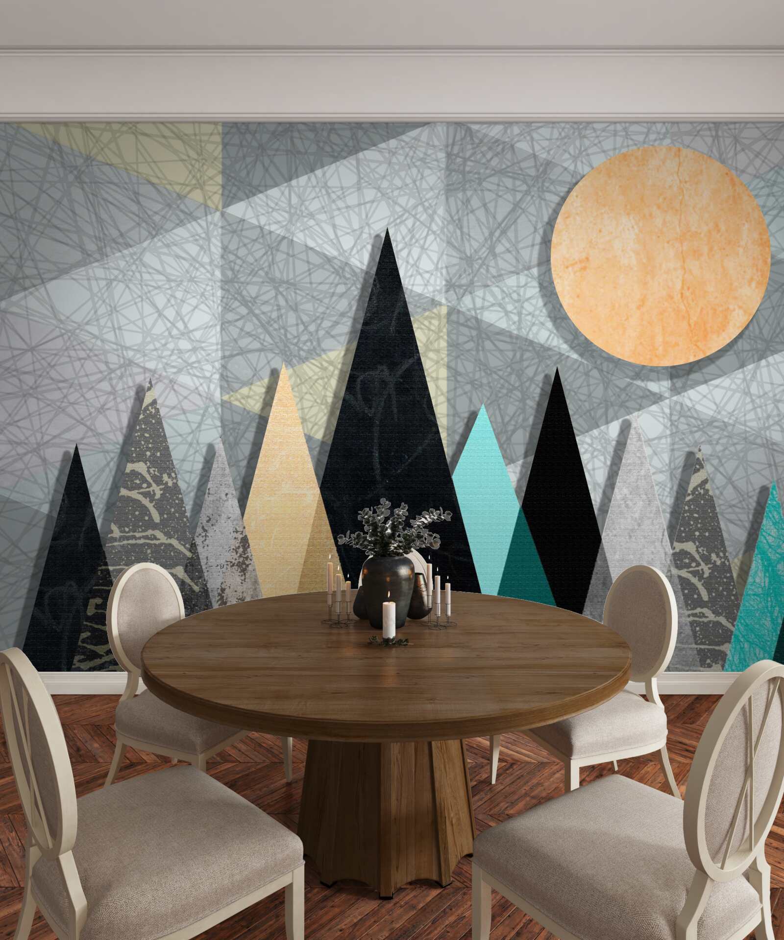 Fototapeta zapadajúce slnko nad borovicovým lesom