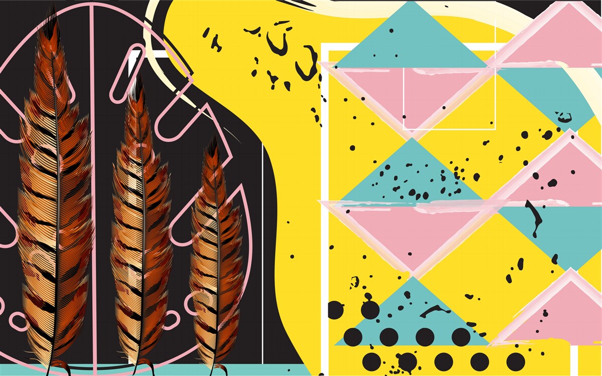 Fototapeta za žltými kláskami vyskakujú geometrické tvary v pozadí