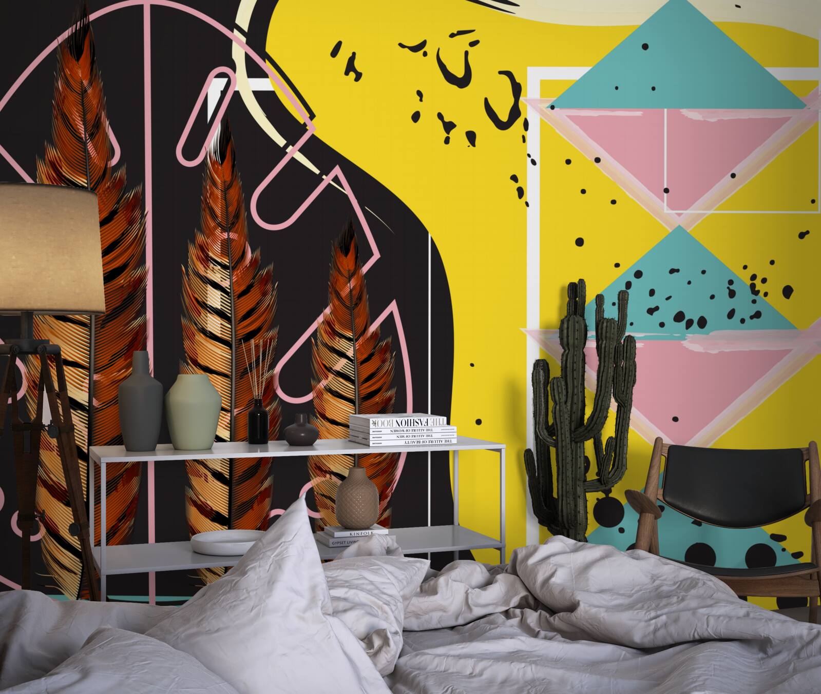 Fototapeta za žltými kláskami vyskakujú geometrické tvary v pozadí