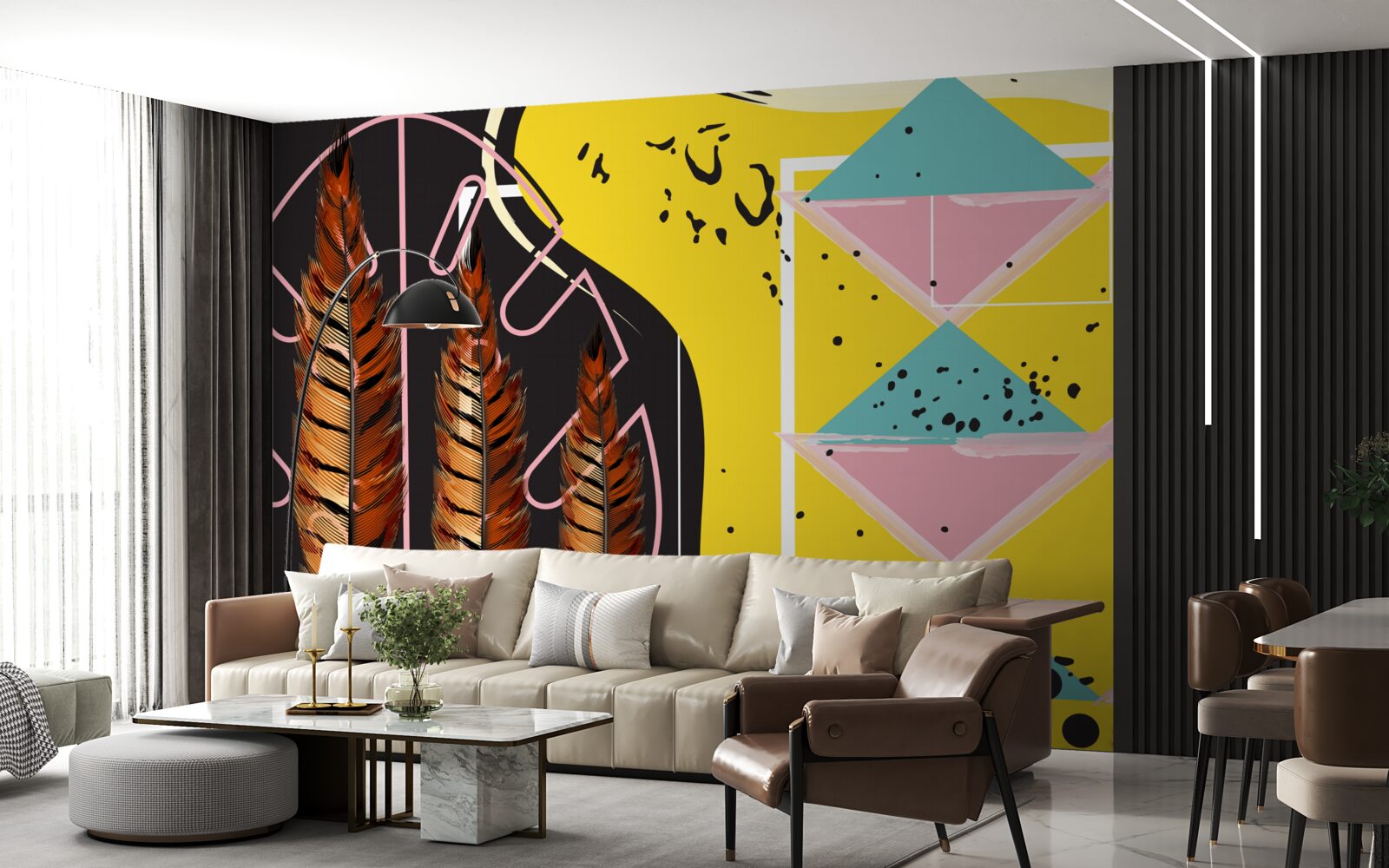 Fototapeta za žltými kláskami vyskakujú geometrické tvary v pozadí