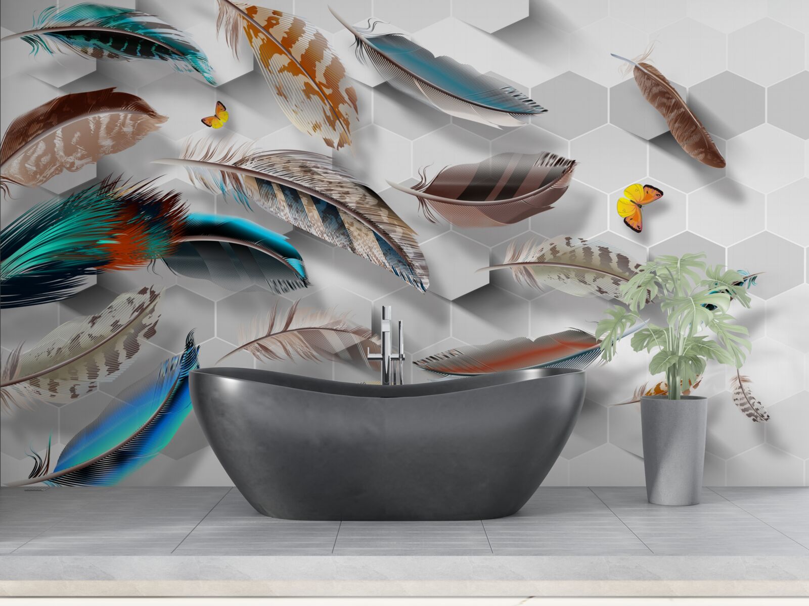 Fototapeta sada ozdobných pierok