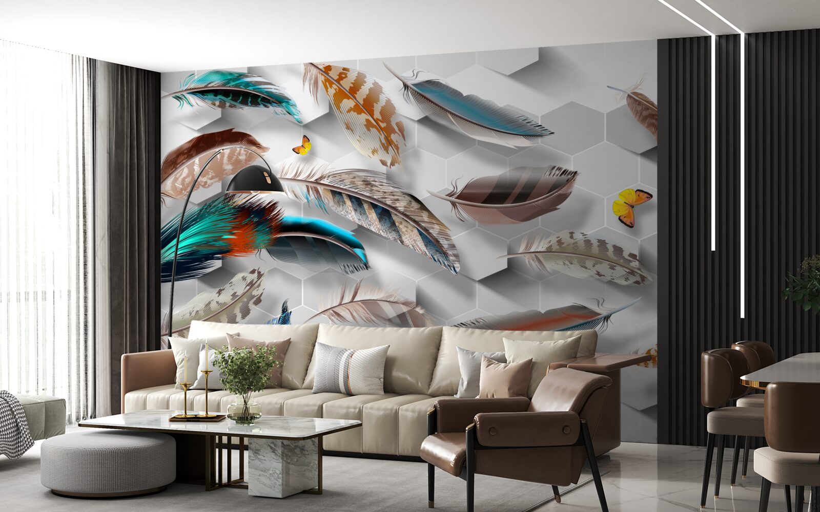 Fototapeta sada ozdobných pierok