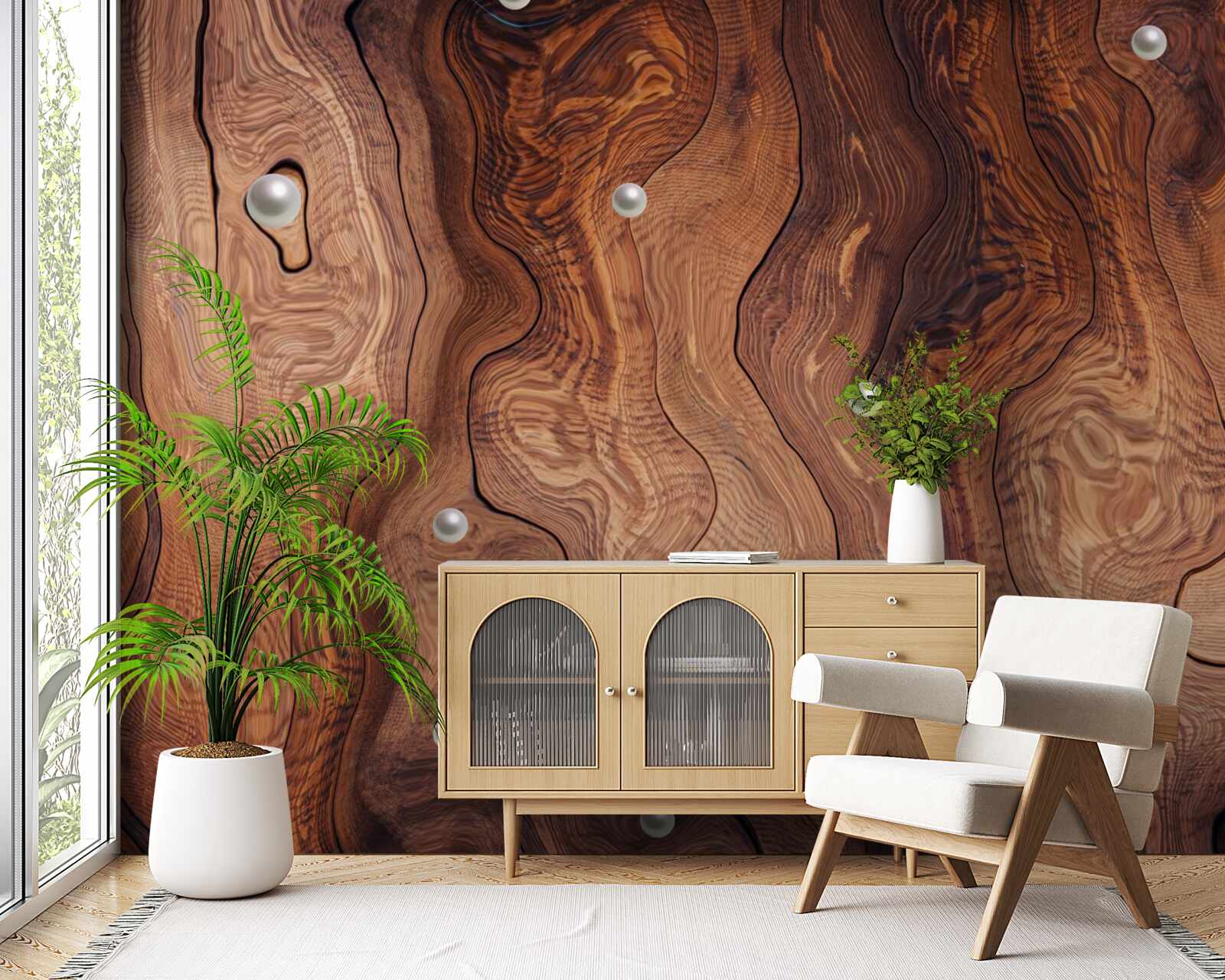 Fototapeta textúrované drevo a perly