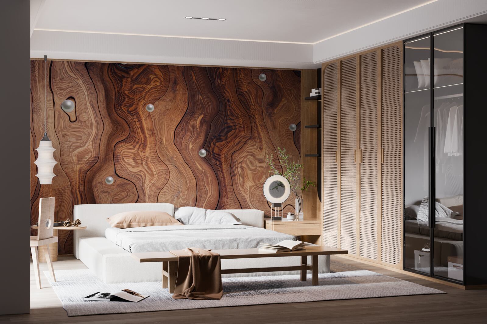 Fototapeta textúrované drevo a perly