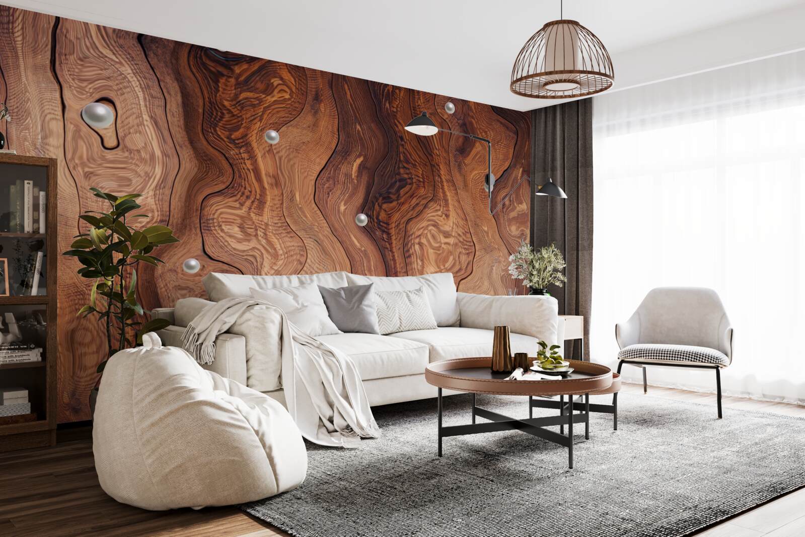 Fototapeta textúrované drevo a perly