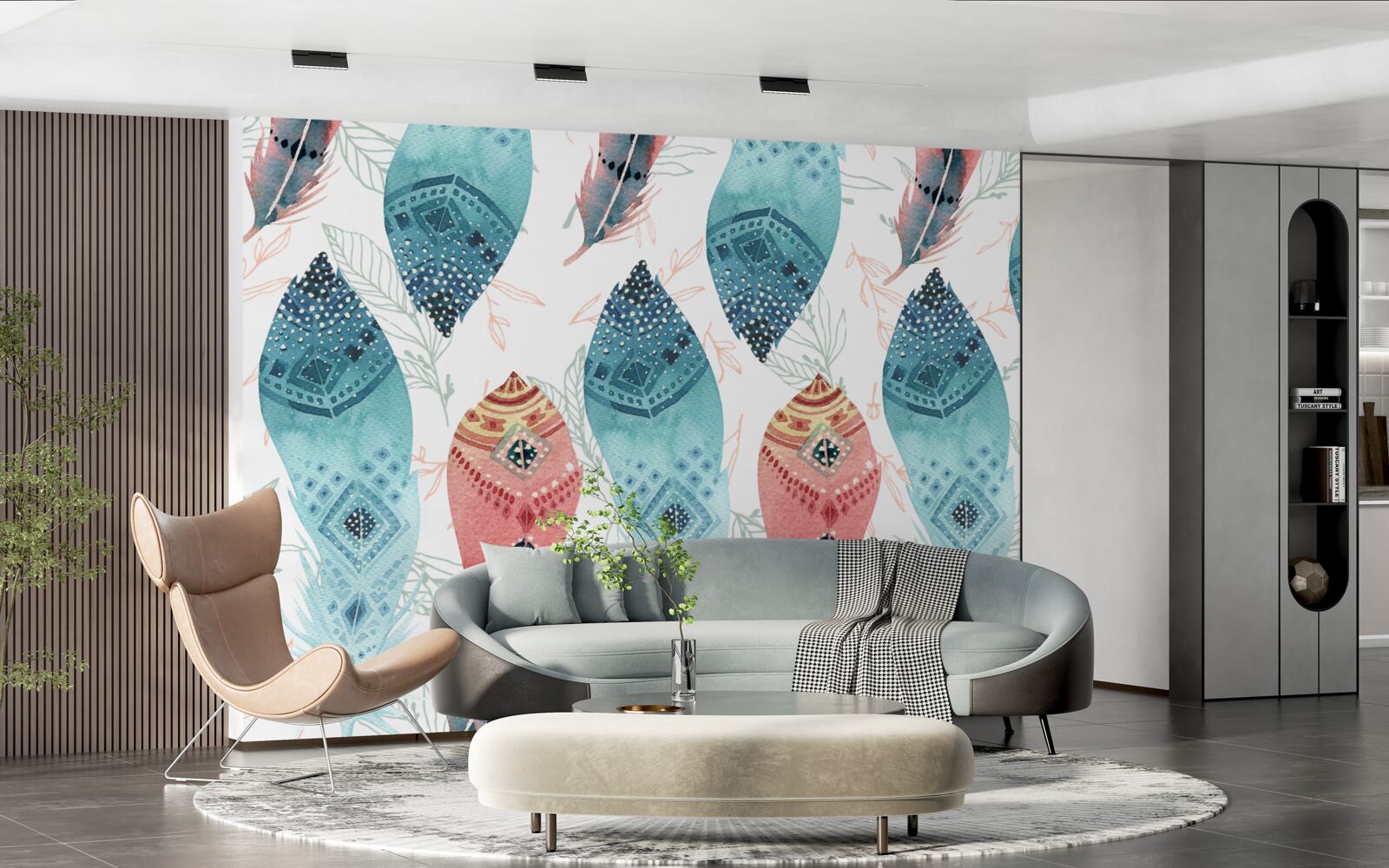 Fototapeta akvarelové pierko v spodnej časti pozadia