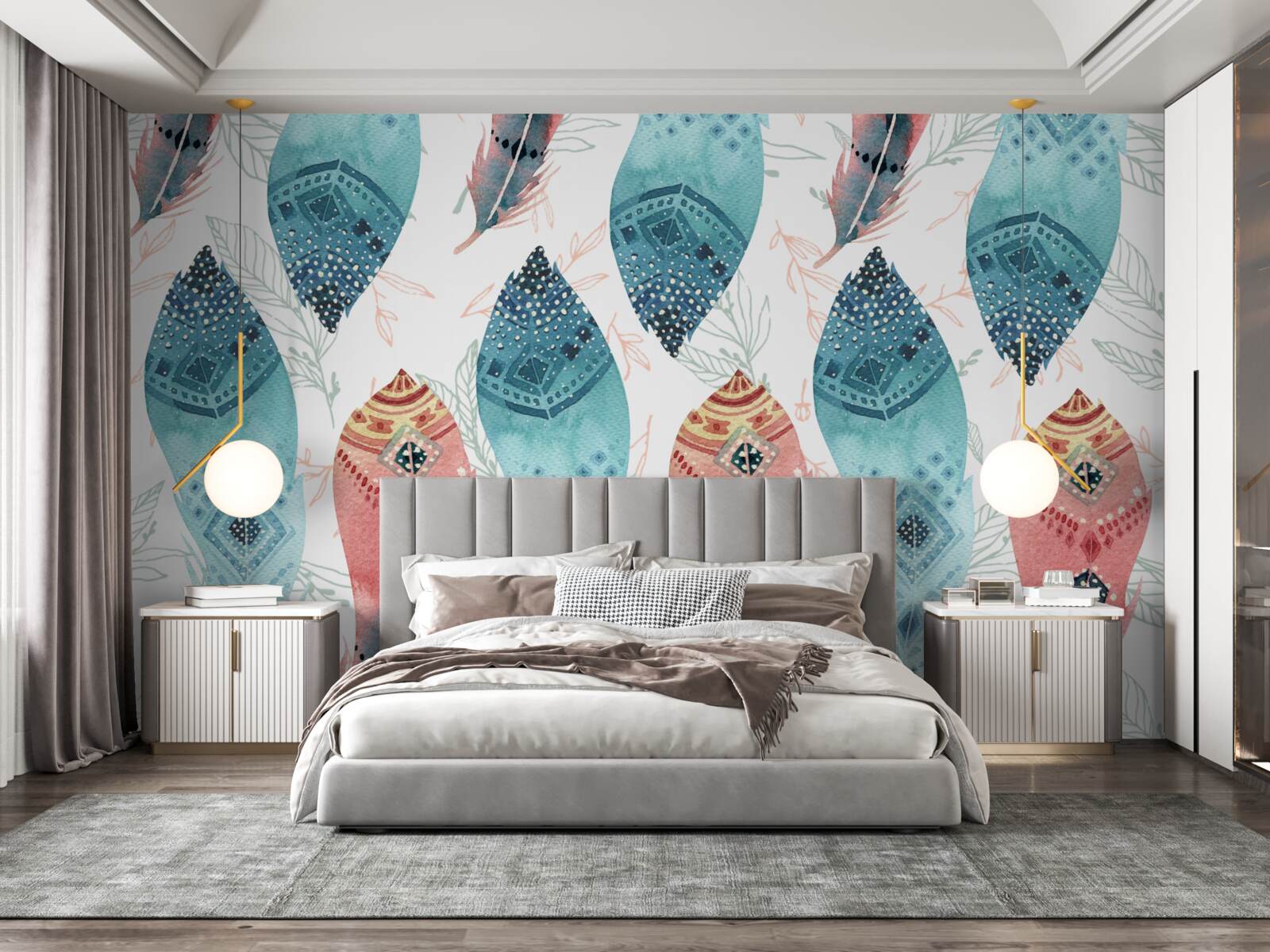 Fototapeta akvarelové pierko v spodnej časti pozadia