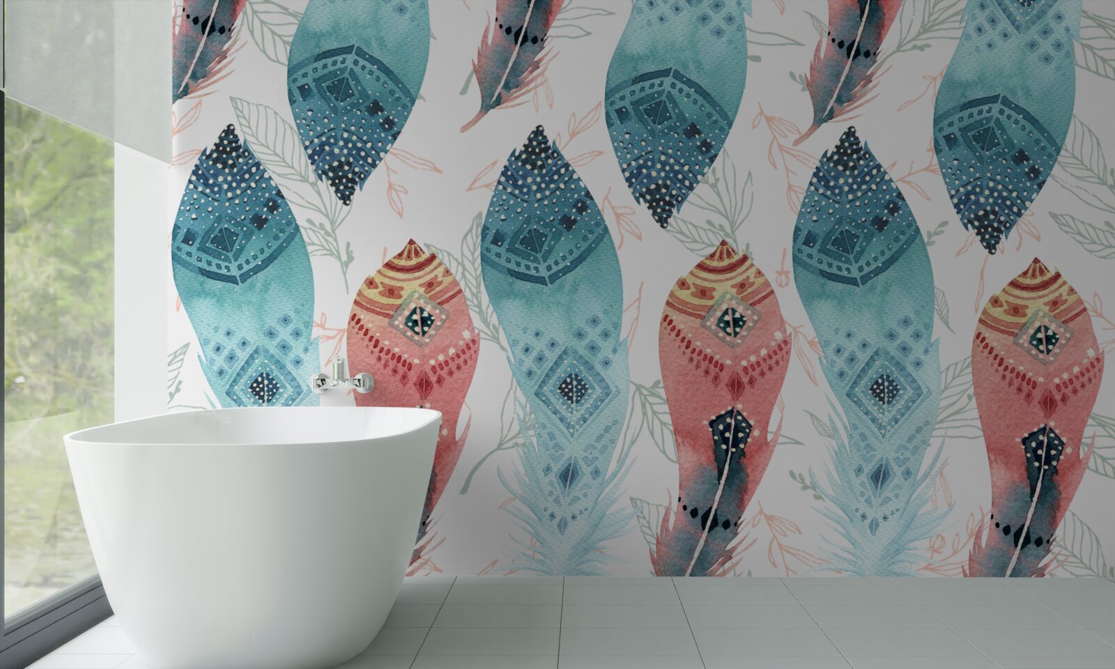 Fototapeta akvarelové pierko v spodnej časti pozadia