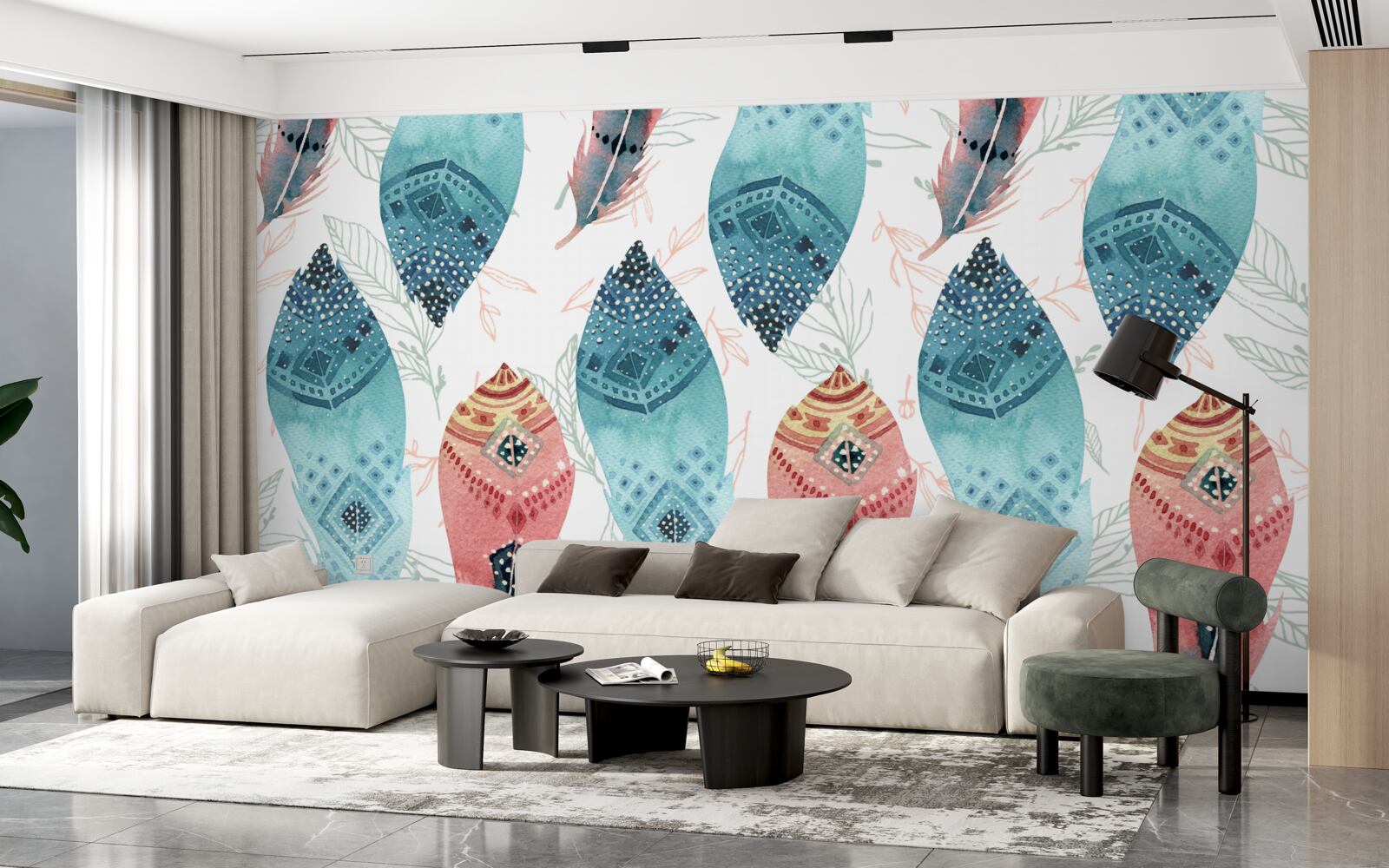 Fototapeta akvarelové pierko v spodnej časti pozadia