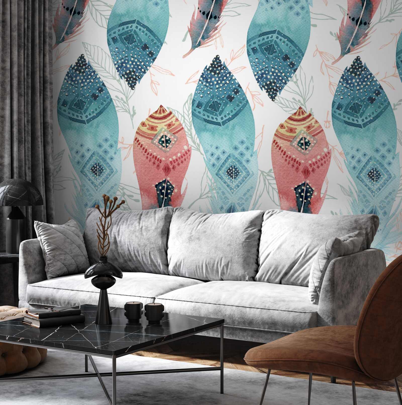 Fototapeta akvarelové pierko v spodnej časti pozadia