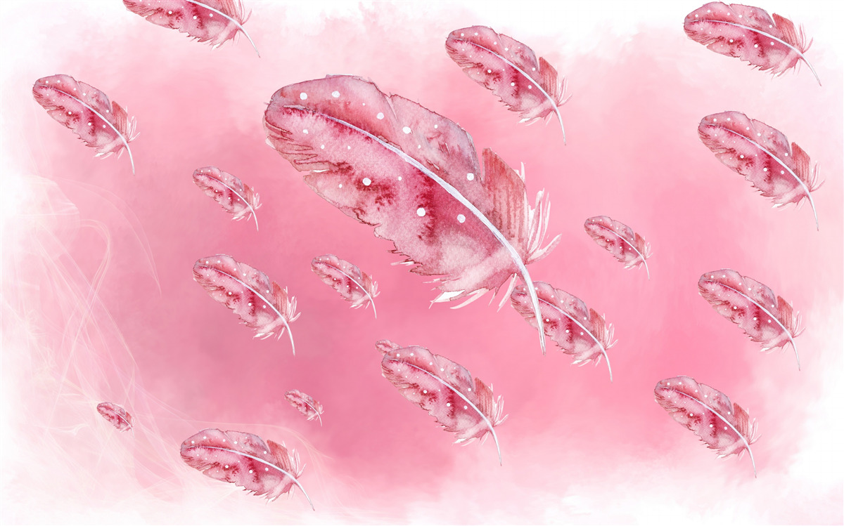 Fototapeta na ružovom podklade sú ružové pierka