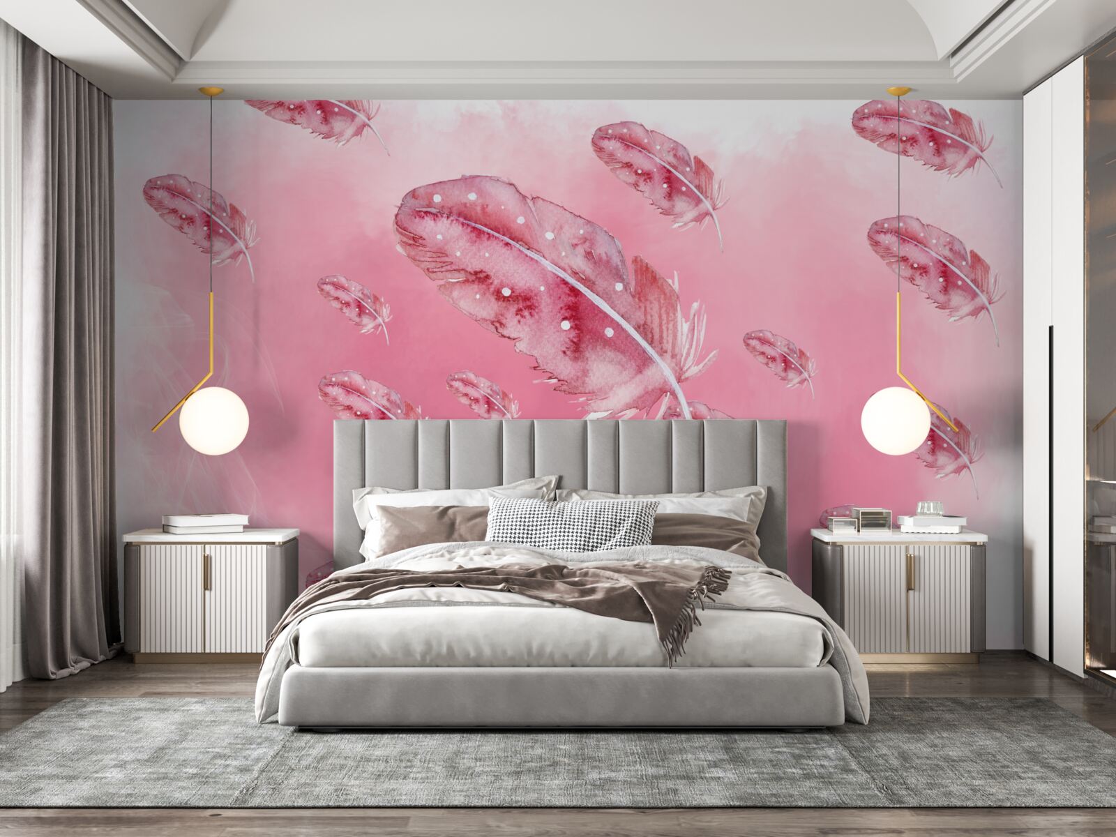 Fototapeta na ružovom podklade sú ružové pierka