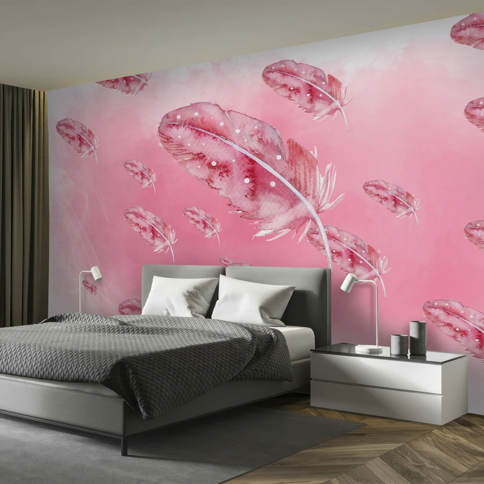 Fototapeta na ružovom podklade sú ružové pierka