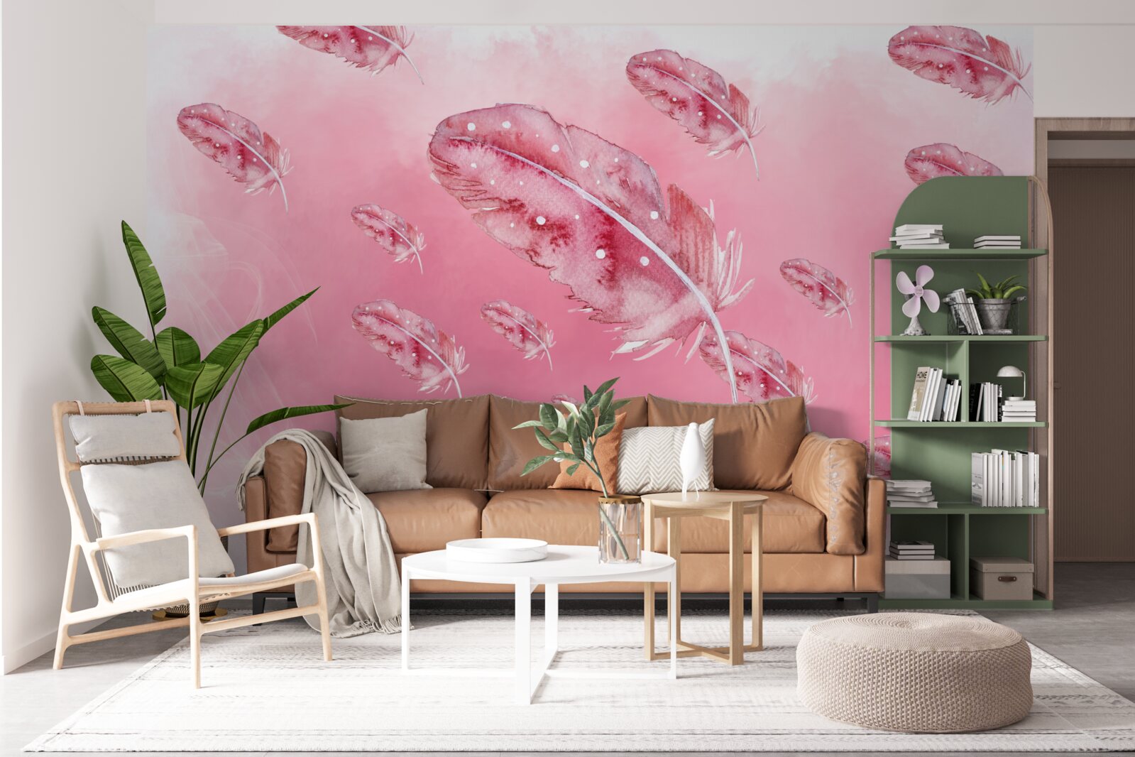 Fototapeta na ružovom podklade sú ružové pierka