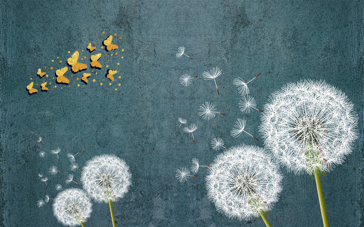 Fototapeta motýle vznášajúce sa nad púpavami