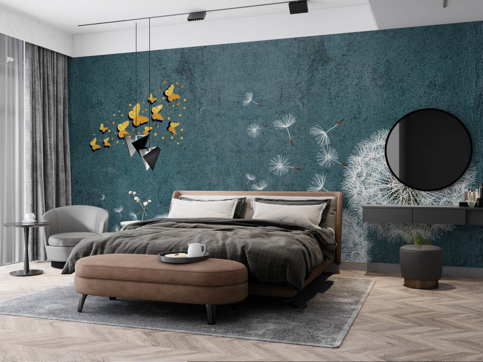 Fototapeta motýle vznášajúce sa nad púpavami